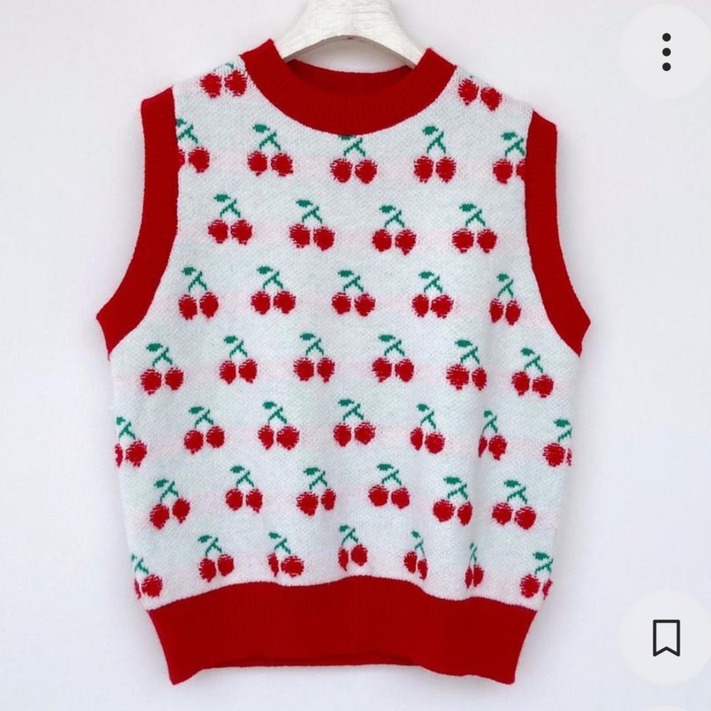 Cherry Print Sweater Vest
